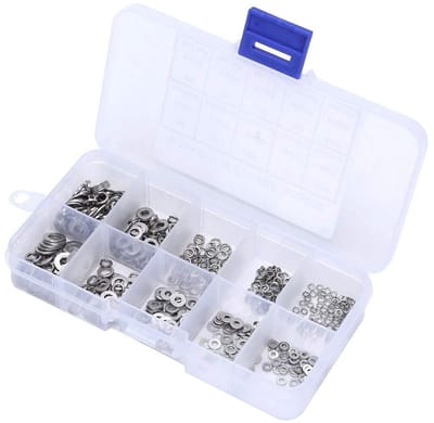 Zwarte Ringen Set van 500 Stuks - RVS M1.4, M1.6, M2, M2.5, M3, M4 - Platte Veerring en Pakking Kit voor Diverse Toepassingen