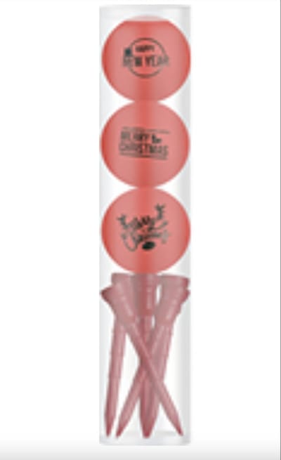 Golfballen Gift Set Merry Christmas-Happy Newyear Rood Inclusief Tees