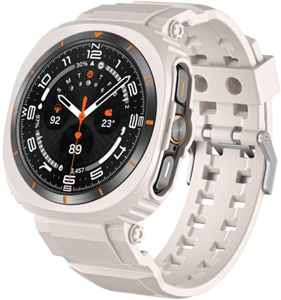 Siliconen bandje - met ingebouwde case - geschikt voor Samsung Galaxy Watch Ultra (47mm) / Ultra 2025 (47mm) - sterrenlicht