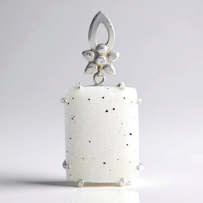 Cavill - 925 Sterling Zilver Zilveren Hanger - 21,55 ct Glitter Agaat & 0,022 ct Zirkoon - Elegante Rechthoekige Cabochon