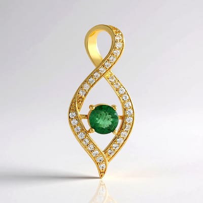 Cavill - Zilveren Hanger - 925 Sterling Zilver Verguld - 0,66 ct Groene Apatiet Rond uit Madagaskar - 31 Zirkonia Accenten - Elegant Groen Sieraad
