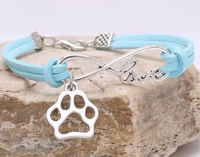 Armbandje 12Getit turquoise met hondenpoot hangertje