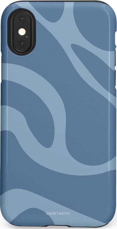 Casetastic hoesje geschikt voor Apple iPhone X / Apple iPhone XS - Dubbellaagse bescherming - Blauwe Water Golven - Fashion Case - Grijs Lichtblauw