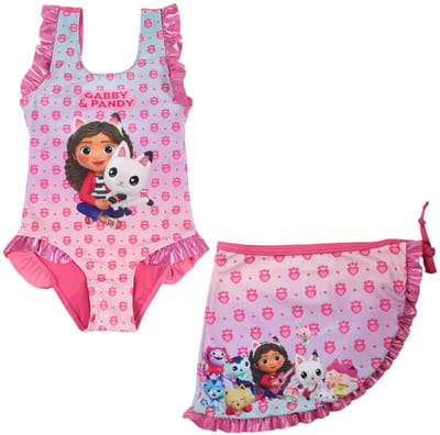 Gabby's Dollhouse Pandy kinderbadpak en sarong set 3 - 4 jaar / 98 - 104 cm
