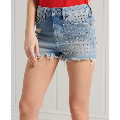 Superdry Skinny Hot Korte Jeans Blauw 28 Vrouw