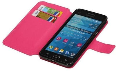 Cross Pattern TPU Bookstyle Wallet Case Hoesje Geschikt voor Samsung Galaxy Prime G530F Roze