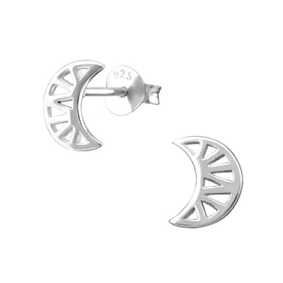 Aramat Jewels | Oorbellen | Zilveren Maan Oorbellen opengewerkt - 8x7mm | Maan-8x7mm | |7mm | Zilver | Kinderen, Volwassenen | Verkleurd niet