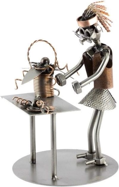 sculptuur bloemist beroepen beeldje - metaal 18x12x10 relatiegeschenken