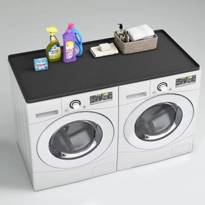 Wasmachine en Droger Topbeschermer - Siliconen, Waterdicht & Antislip (130 x 60 cm, Zwart)