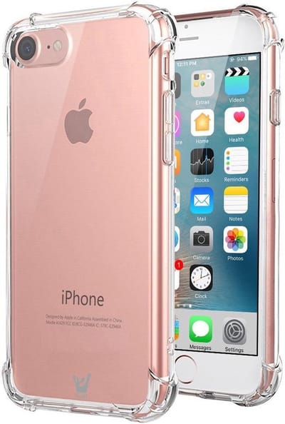 Hoesje geschikt voor Apple iPhone 8 - Siliconen Hoesje met Versterkte Rand Shockproof Transparant Doorzichtig, TPU Gel Soft Hoesje