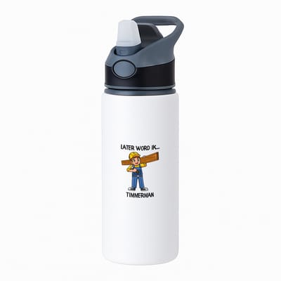Hacebo® - Later word ik timmerman waterfles met rietje zwart - Timmerman - Timmermannen - Werken in de bouw - klusjesman - water fles - 650ML