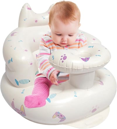Baby opblaasstoel - Zitje met rugsteun - Baby ontspanning - Ingebouwde pomp - Vanaf 3 maanden - Kitten model