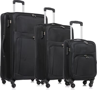 Kofferset Traveleo Babij - 3-delig - Complete Set - Koffer - Handbagage - 46,8L + 73,7L en 109L - FAB03 Zwart