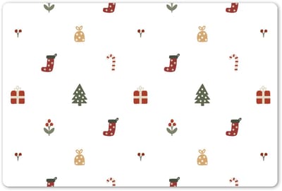 Placemats 45x30 cm - Placemat kunststof - 1 stuk - Illustratie - Kerstsymbolen - Wit - Borden onderleggers - Decoratie voor op tafel - Keuken tafeldecoratie accessoires - Vinyl onderlegger - Tafelversiering
