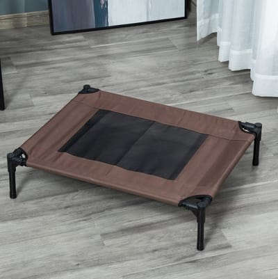 Dierenmand - Verhoogd Hondenbed Met Ademend Mesh - Voor Binnen, Buiten En Kamperen - Stalen Frame Met Oxford Doek - Bruin