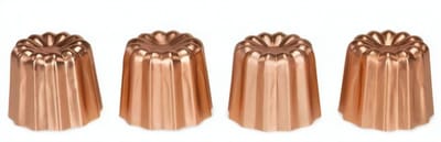 Patisse - Canelé-vormen - 4,5 cm - Staal - Koper - 4-delig