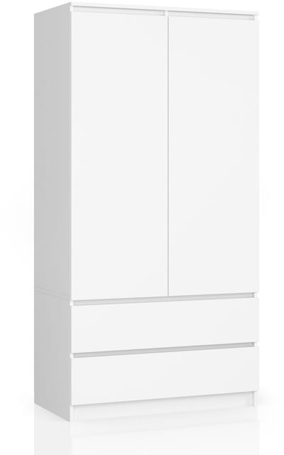 Kleidingkast S90 met 2 Deuren en 2 Lades / AKORD Furniture Factory / Wit / 90 x 180 x 51 cm