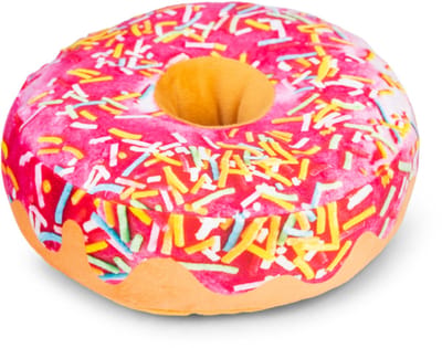 Beeztees Donut XL Regenboog - Hondenspeelgoed - Pluche - Roze/Bruin - 22x22x6,5 cm