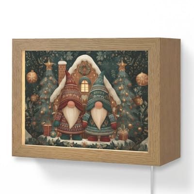 Wandlamp 20x15 cm - Oplaadbaar - Kerst - Gnomen - Peperkoekhuisje - Rood - Groen - Wandlampen binnen woonkamer - Slaapkamer lamp met kabel - Decoratieve nachtlamp - Vloerlamp snoer