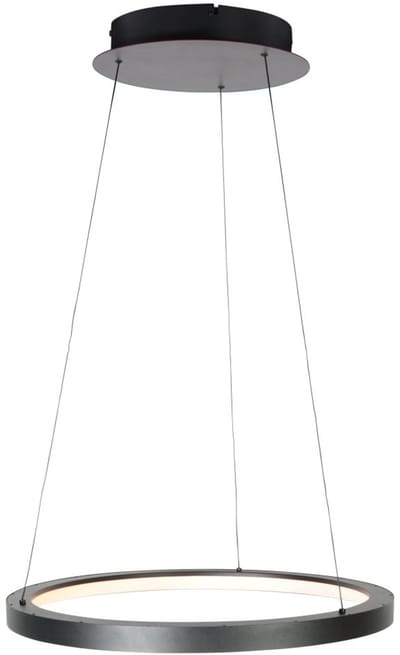 Zwarte hanglamp Ringlede 4612ZW modern van metaal en kunststof hoogteinstelbaar met kabel-lift systeem Steinhauer