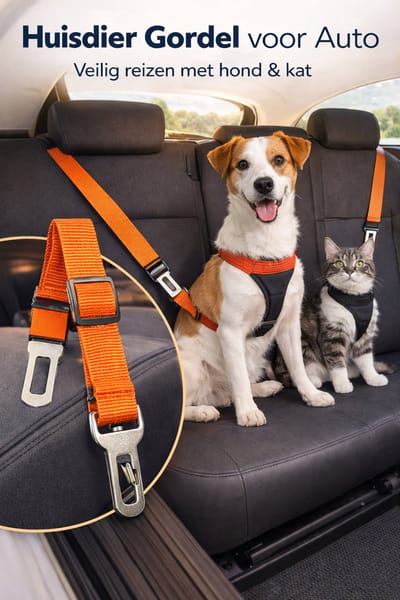 masenzo veiligheidsgordel voor honden oranje polyester en metaal +- 60 cm aanpasbaar