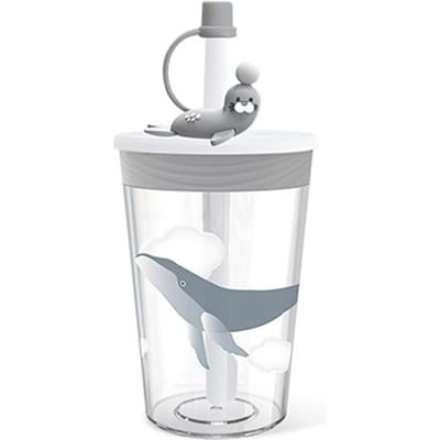 Schattige Carle Beker met Rietje 450ml Waterbeker Plastic Cadeaubeker Beker voor Volwassenen en Kinderen met Rietje 450ML