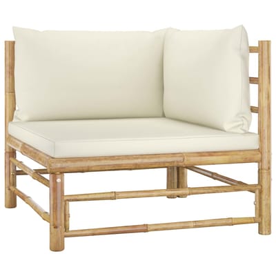 vidaXL - 6-delige - Loungeset - met - crèmewitte - kussens - bamboe