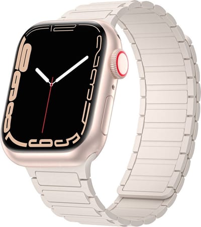 Siliconen bandje - geschikt voor Apple Watch 1/2/3/4/5/6/7/8/9/10/11/ SE (1,2,3) met maat 38 mm / 40 mm / 41 mm en 42 mm (Watch 10/11) - beige