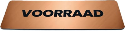 Deurbordje Brons/Koper-look met tekst voorraad - Formaat 150 x 50 mm x 1,6 mm - Zelfklevend | Luxe uitstraling | Geborstelde Koper/Brons toplaag | Gratis Verzending | Decoporta