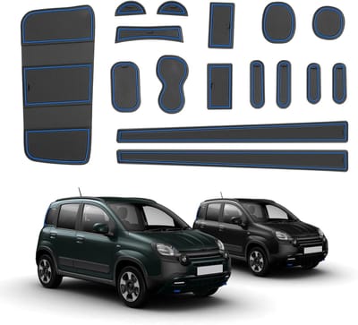 Non-slip rubber mat voor Fiat Panda City Cross/Hybrid 2021-2025, bescherming, schokabsorptie en geluidsreductie voor opbergruimtes en deurseams