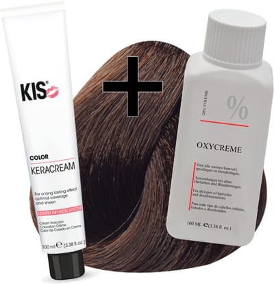 KIS haarverfset - 6E Donkerblond espresso  - haarverf & waterstofperoxide