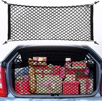 Auto bagagenet 90 x 40 cm Elastisch opbergnet met 4 haken Nylon net voor SUV en bestelwagen voor Familie reizen, Winkelen, Outdoor activiteiten