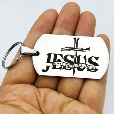 VANDAAG VERZONDEN - Sleutelhanger 5cm - Cor&Sinho® - Jesus - Christelijk - Metaal - Tag