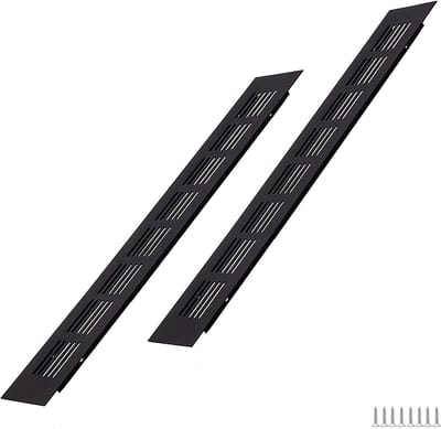 Ventilatierooster Zwart Aluminium 35x5 cm (2 stuks) - Luchtrooster voor Kast, Deur en Wand