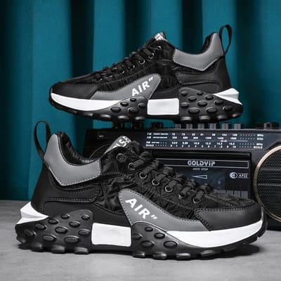 Nouveau Hommes chaussures haut hommes baskets décontracté maille cuir plate-forme saisons en plein air marche créateur de mode luxe Tennis 40 black