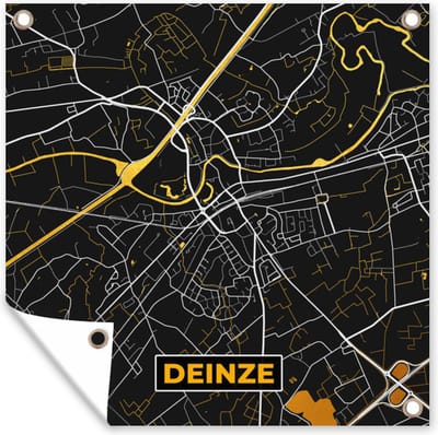 Tuin poster Deinze - Plattegrond - Goud - Stadskaart - Kaart - 200x200 cm - Tuindoek