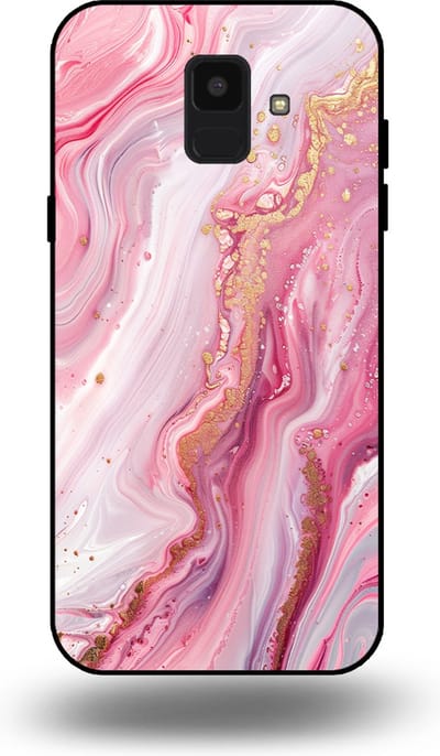 Smartphonica Telefoonhoesje geschikt voor Samsung Galaxy A6 2018 met marmer opdruk - TPU backcover case marble design - Roze geschikt voor Samsung Galaxy A6 2018