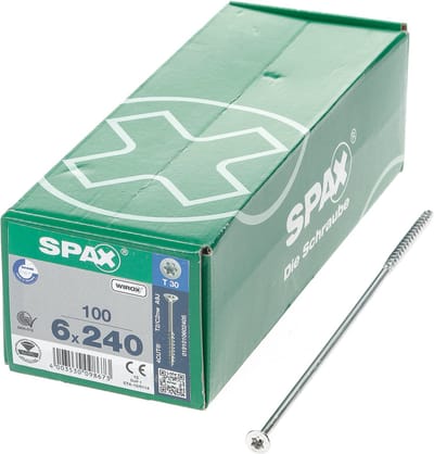 Spax - Spaanplaatschroeven - Torx 30 Platkop - 6 x 240mm - Deeldraad - WIROX (100 stuks)