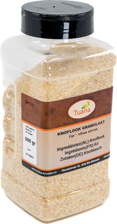Tuana Kruiden - Knoflook Granulaat Fijn - Strooibus 500 Gram - Tuanashop - GP-K-0030