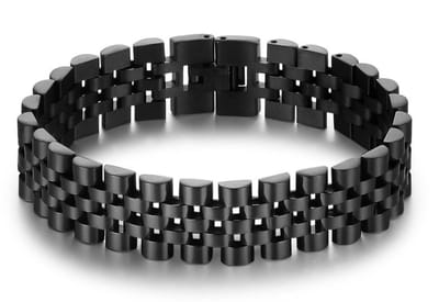Jubilee Stijl Heren Armband - Horlogeband Stijl - Zwart - Staal - 15mm - Armbanden - Papa Cadeau Voor Mannen - Vaderdag