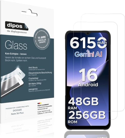 dipos – 2x Pantserfolie geschikt voor DOOGEE Note 56 Plus | 9H Screenprotector