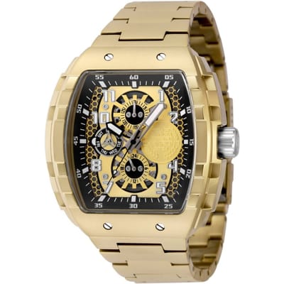 Invicta Racing 49066 Heren Horloge - Quartz Uurwerk - Roestvrij Staal met gouden Wijzerplaat - 47mm