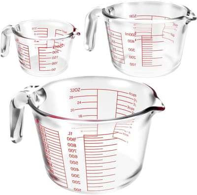 Heat-resistant maatbekers set van 1000 ml, 500 ml en 250 ml - BPA-vrij, ideaal voor koken, bakken en nauwkeurig afmeten