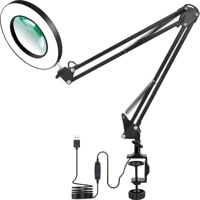 LED Leeslamp met Vergrootglas en Helderheidsniveaus - Bureaulamp met Oogbescherming