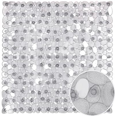 Antislip Douchemat voor Kinderen en Volwassenen - Vierkante PVC Badmat met Zuignappen - 54 x 54 cm - Grijs