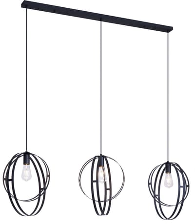 QAZQA indu - Design Hanglamp voor boven de eettafel | in eetkamer - 3 lichts - L 156 cm - Zwart - Woonkamer | Slaapkamer | Keuken