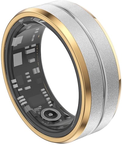 Smart Health Ring met APP, Fitness Tracker voor slaapmonitoring en stappentelling, IP68 waterdichte slimme ring in zilver en goud, verstelbare maat (Maat 9,19 mm)