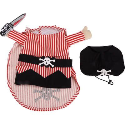Ensemble Costume Pirate pour Animal de Compagnie Amusant Festif Déguisement de Fête Cosplay Tenue pour Animal de Compagnie Convient aux Chiens et aux ChatsXL S(for 2-4kg)