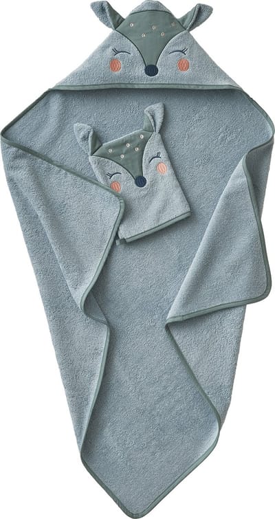 Vertbaudet Badcape + washandje Hertje