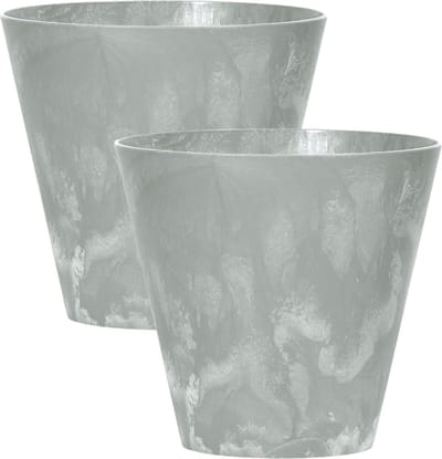 Prosperplast Bloempot/plantenpot voor buiten - Set van 2x stuks - kunststof - lichtgrijs - D30 x H28 cm - 12 liter